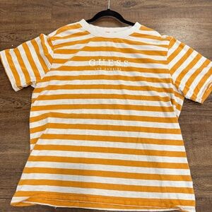 GUESS Retro Orange and White Striped Tee